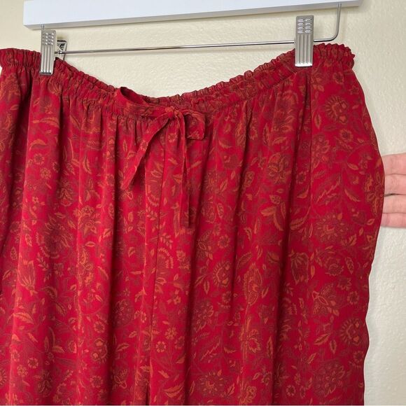 Lane Bryant Chiffon Red Floral Tunic Button Front Elastic Pant Set Women 14 16 - Picture 11 of 16